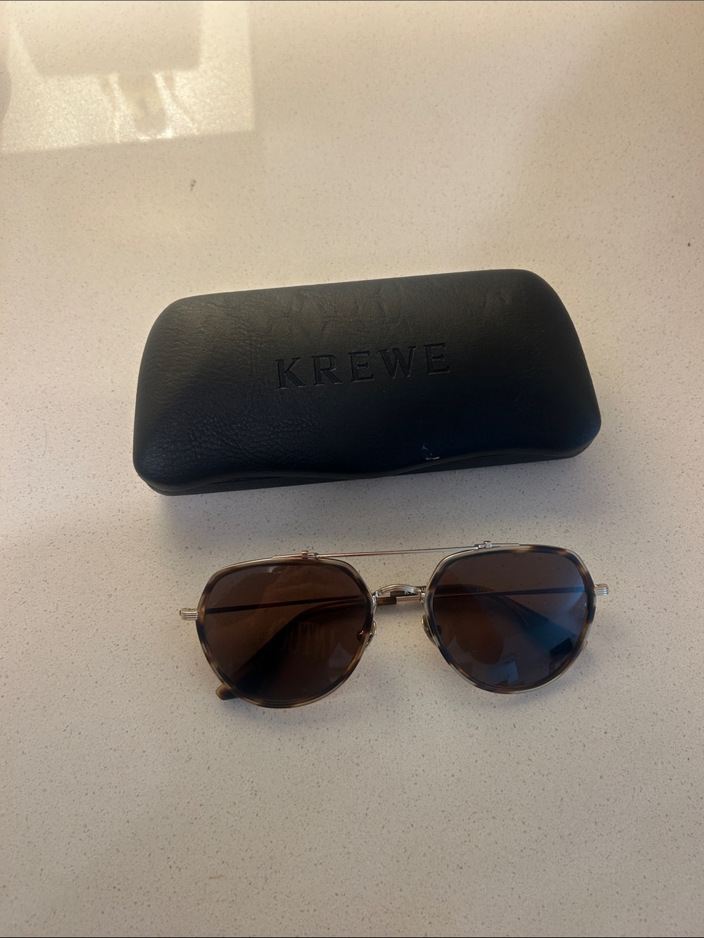 KREWE Baker Tortoise Aviator Sunglasses